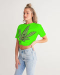 LOUD Liya Green Women's Twist-Front Cropped Tee