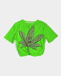 LOUD Liya Green Women's Twist-Front Cropped Tee