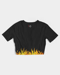 Spark Up - Black Women's Twist-Front Cropped Tee