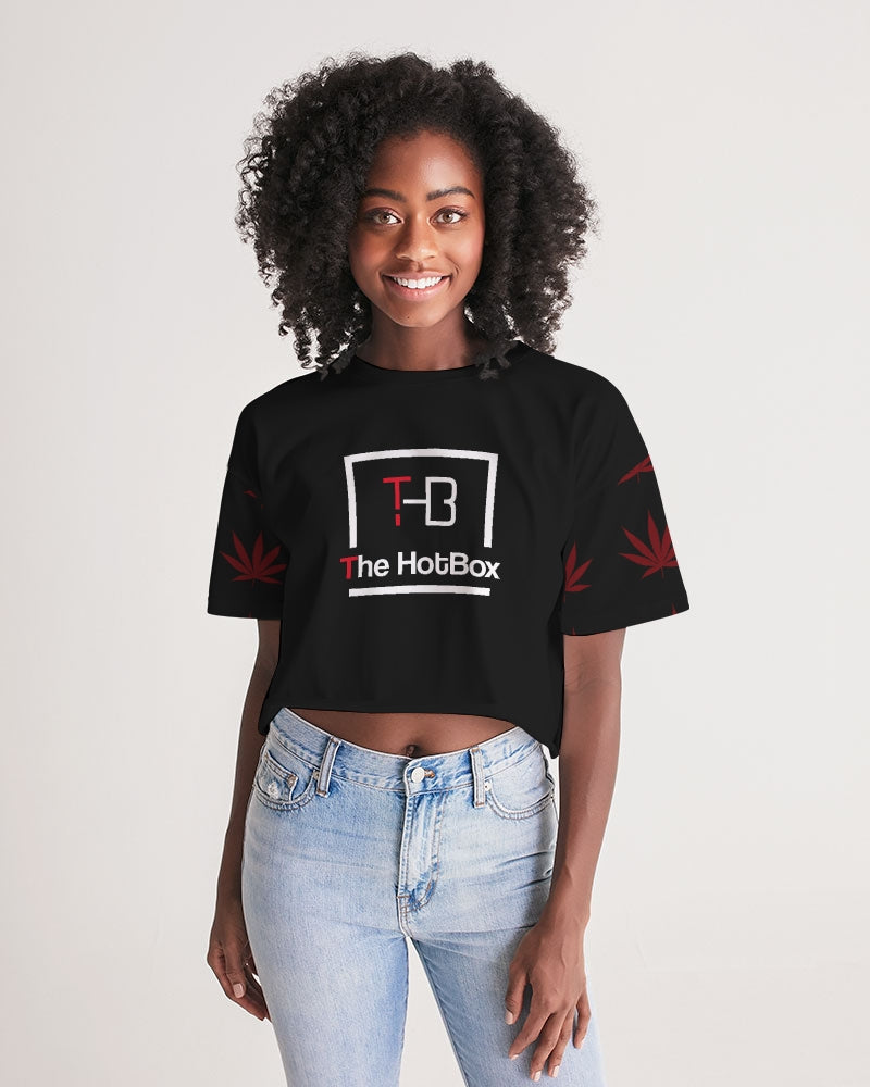 BLK w/ Red Trees Women's Lounge Cropped Tee – The HotBox Show