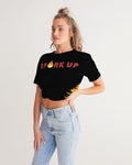 Spark Up - Black Women's Twist-Front Cropped Tee