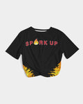 Spark Up - Black Women's Twist-Front Cropped Tee