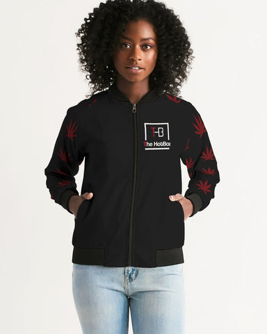 BLK w/ Red Trees Women's Bomber Jacket