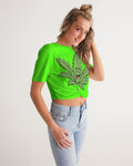 LOUD Liya Green Women's Twist-Front Cropped Tee