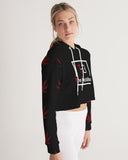 BLK w/ Red Trees Women's Cropped Hoodie