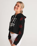 BLK w/ Red Trees Women's Cropped Hoodie