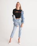 Spark Up - Black Women's Twist-Front Cropped Tee