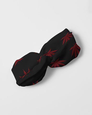 BLK w/ Red Trees Twist Knot Headband Set