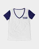 THB Varsity - Navy Women's V-Neck Tee