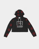 BLK w/ Red Trees Women's Cropped Hoodie