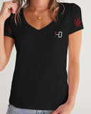 BLK w/ Red Trees Women's V-Neck Tee