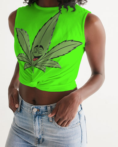 LOUD Liya Green Women's Twist-Front Tank