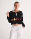 Spark Up - Black Women's Cropped Windbreaker