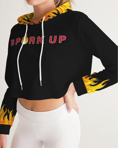 Spark Up - Black Women's Cropped Hoodie