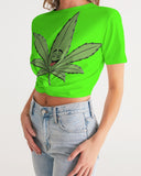 LOUD Liya Green Women's Twist-Front Cropped Tee