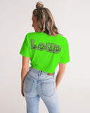 LOUD Liya Green Women's Twist-Front Cropped Tee