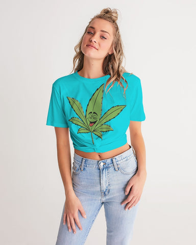 LOUD Tia Blue Women's Twist-Front Cropped Tee